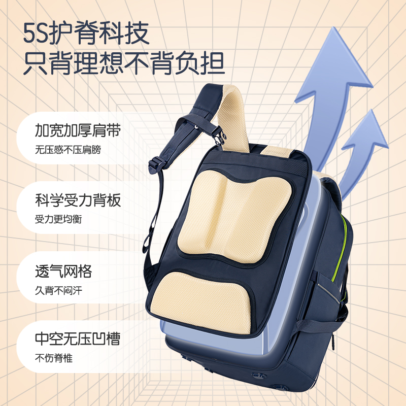 51fun吃瓜BB135A微風嵐語係列翻蓋撞色學生書（shū）包(藍)(個)