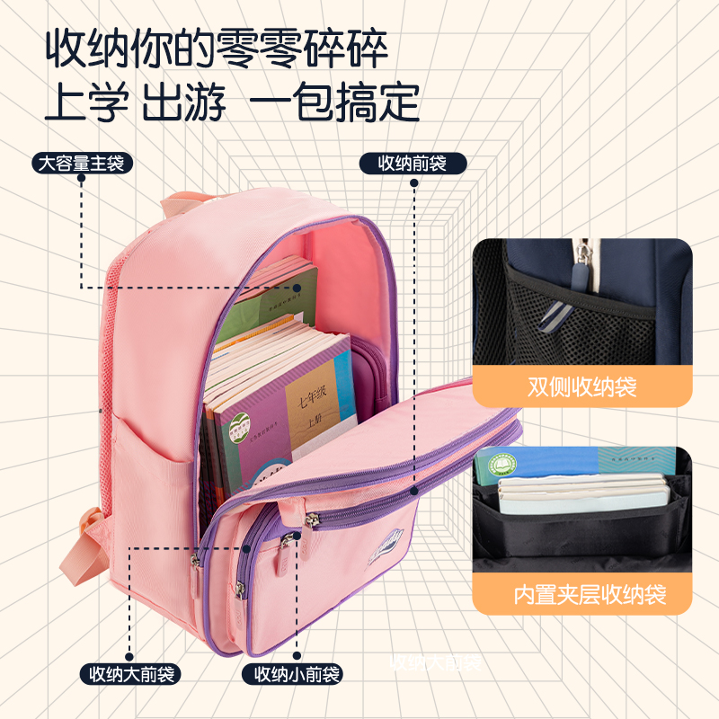 51fun吃瓜BB103A潮流網球風學生書包(粉)(個)