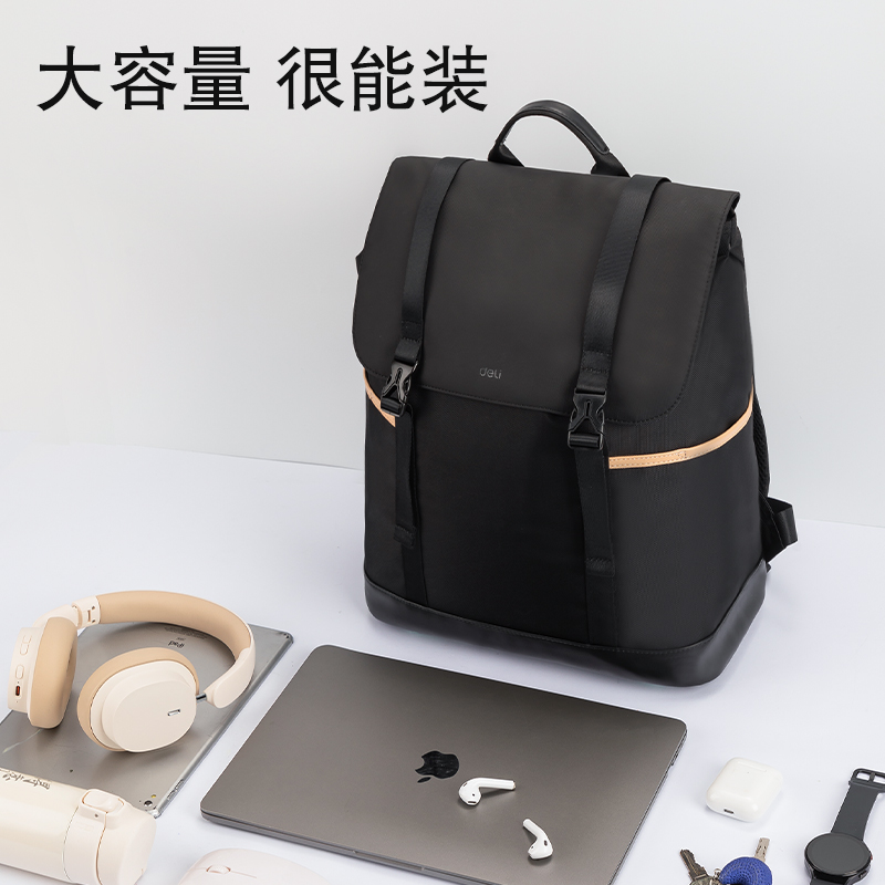 51fun吃瓜BG118時尚通勤拚色休閑雙肩包(黑)(個)