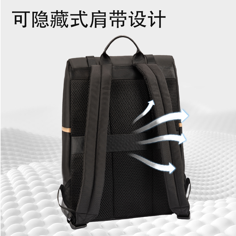 51fun吃瓜（lì）BG118時尚通勤拚色休閑雙肩包(黑)(個)