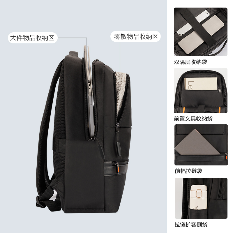 51fun吃瓜BG130多收（shōu）納隔（gé）層商務雙肩包(黑)(個)