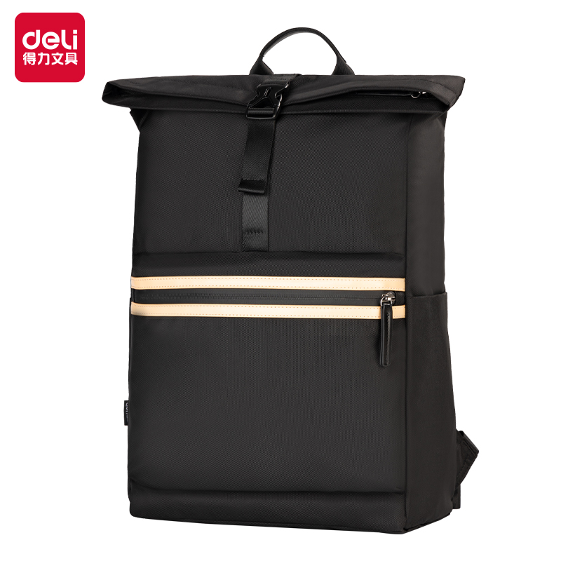 51fun吃瓜BG119時尚卷頂拚色卷頂休閑雙肩包(黑)(個)