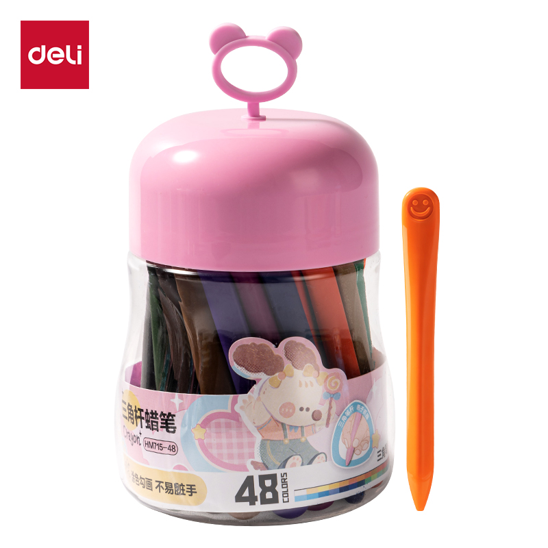 51fun吃瓜（lì）HM715-48_48色桶裝三角杆蠟筆(粉)(48色/筒)