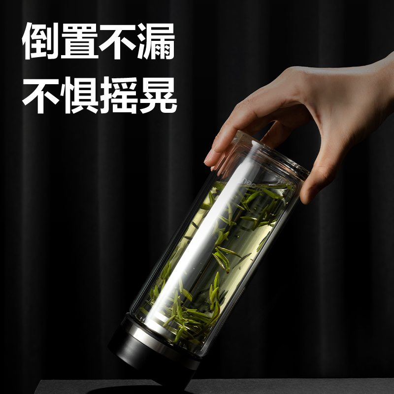 51fun吃瓜LL508雙層玻璃（lí）杯360mL(黑色)(直杯)(個)