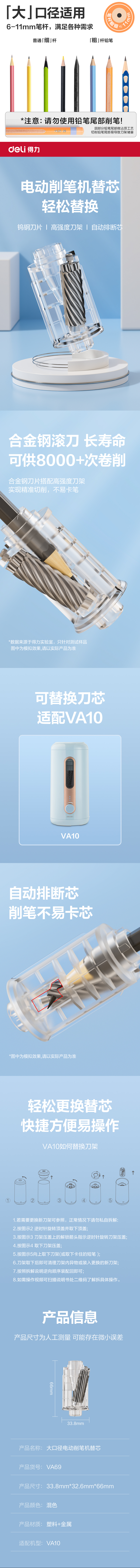 51fun吃瓜VA69大（dà）口徑電動削筆機替芯(本色)(個（gè）)