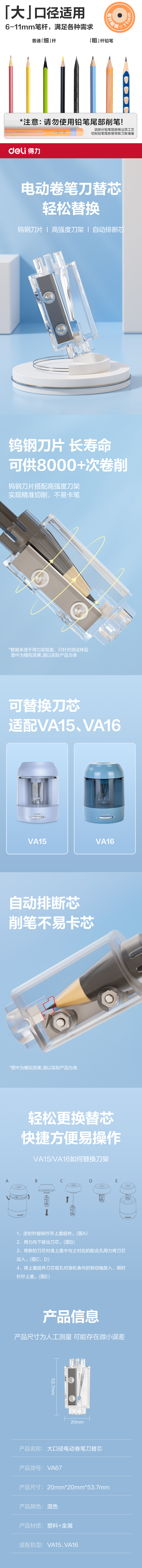 51fun吃瓜VA67大口徑電動卷筆刀替芯(本色)(個)