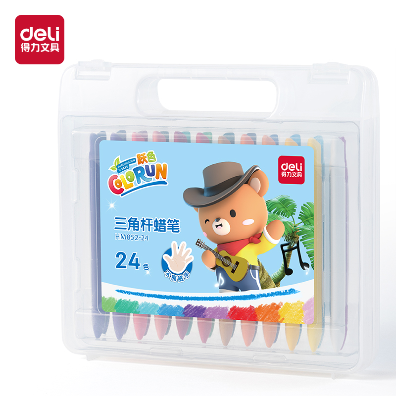 51fun吃瓜HM852-24_24色PP盒裝萌咿音樂家三角杆蠟筆（bǐ）(混)