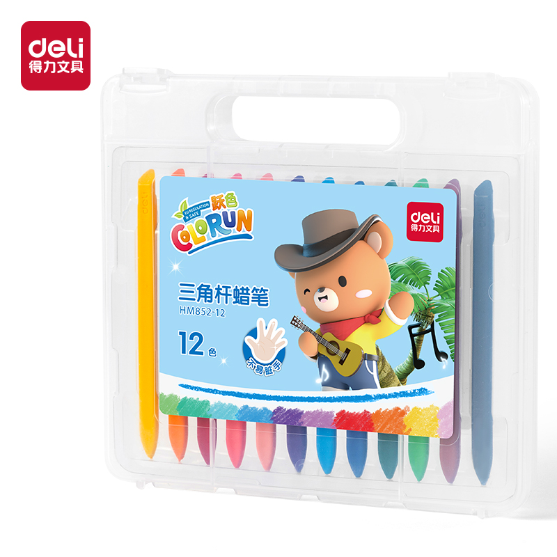 51fun吃瓜HM852-12_12色（sè）PP盒裝萌咿音樂家三角杆蠟筆(混)