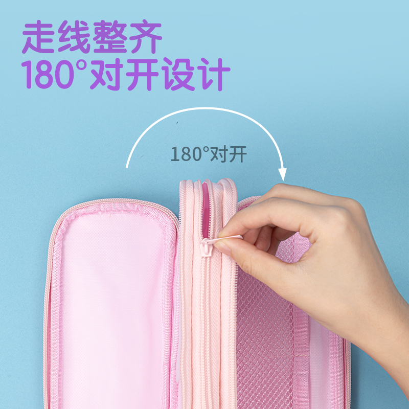 51fun吃瓜66667A微風嵐語三拉鏈（liàn）多用途筆袋（dài）(藍-微風嵐語)(個)