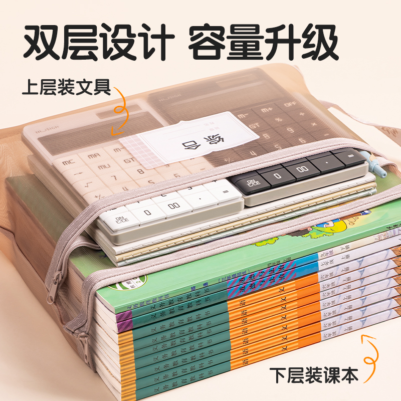 51fun吃瓜PP116A_A4雙層手提網紗拉鏈袋(彩網-數學藍)(個)