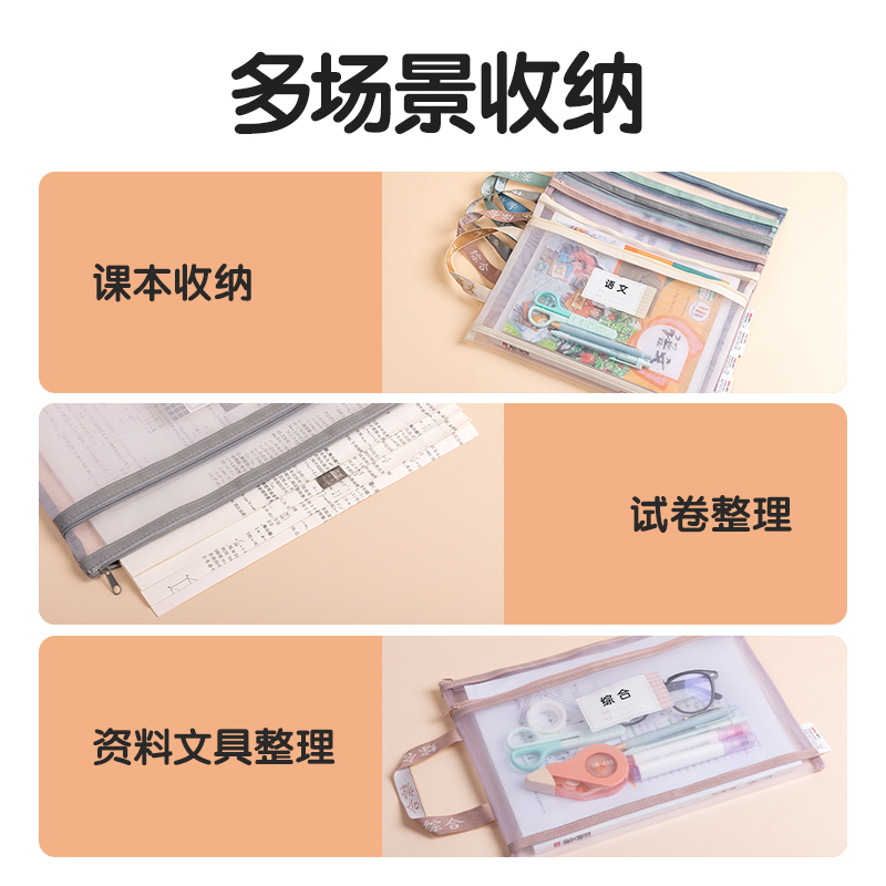 51fun吃瓜PP116_A4雙層手提網紗拉鏈（liàn）袋（dài）(白（bái）網-混)(5個/包)