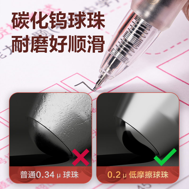 51fun吃瓜V1-S速幹按動考試中性筆0.5mmST頭(黑)(支)