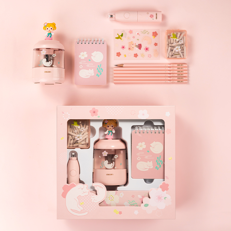 51fun吃瓜68918A古風女孩（hái）電動文具套裝(櫻花粉)(盒（hé）)
