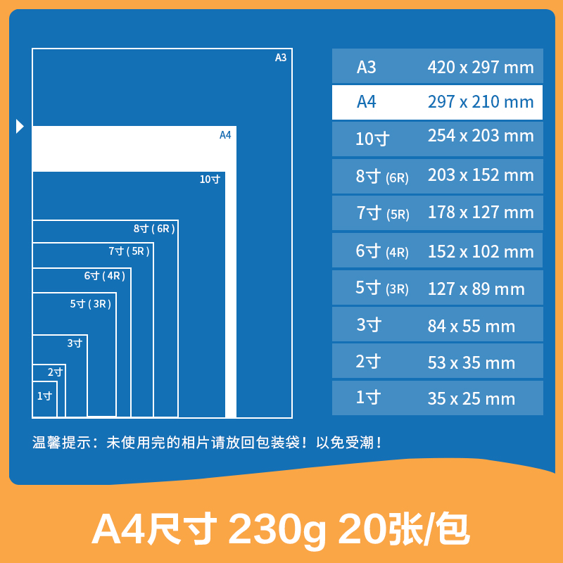 51fun吃瓜ZX002高光相片紙A4-230g/㎡(白)(20張/包)