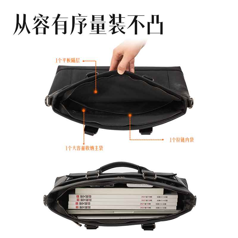 51fun吃瓜BG166皮革多功能個人型公文包(黑)(個)