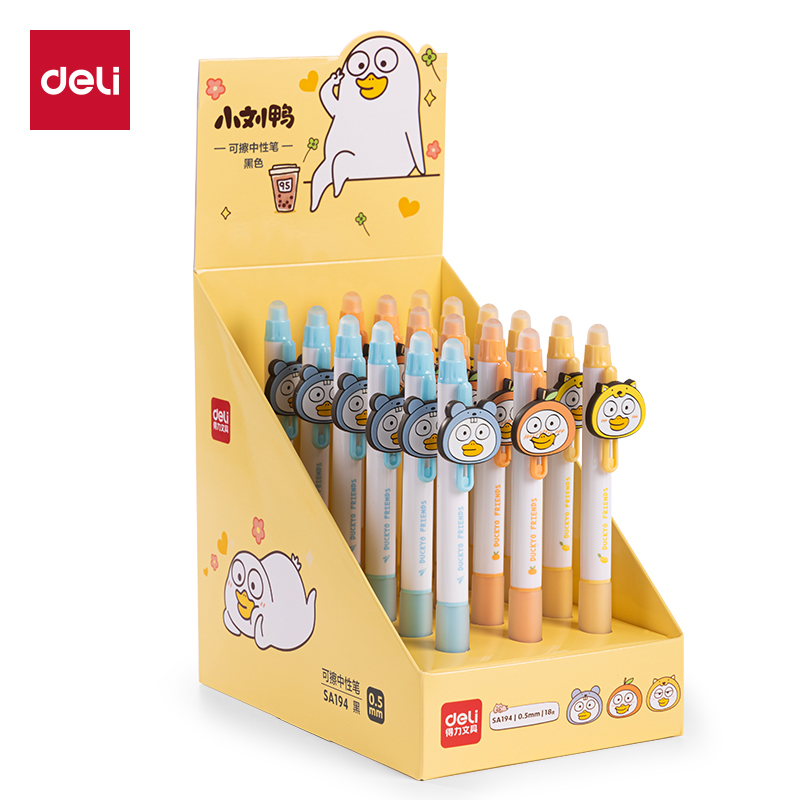 得（dé）力SA194小劉鴨按動可（kě）擦中性筆（bǐ）0.5mm子彈頭(可擦黑色)(支)