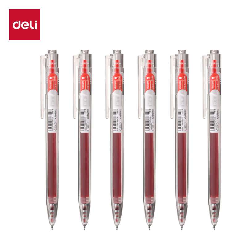 得（dé）力S05糾錯秒幹按（àn）動學生中性筆0.5mmST頭(紅)(支)