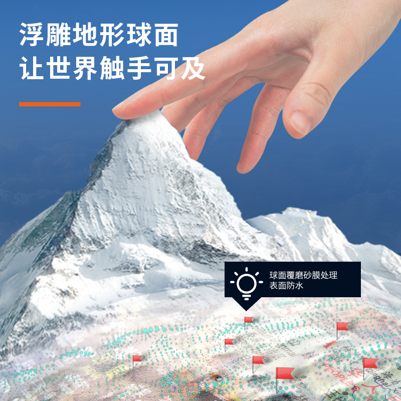 51fun吃瓜LG680∅20帶燈帶AR浮雕地球（qiú）儀(藍)(台)