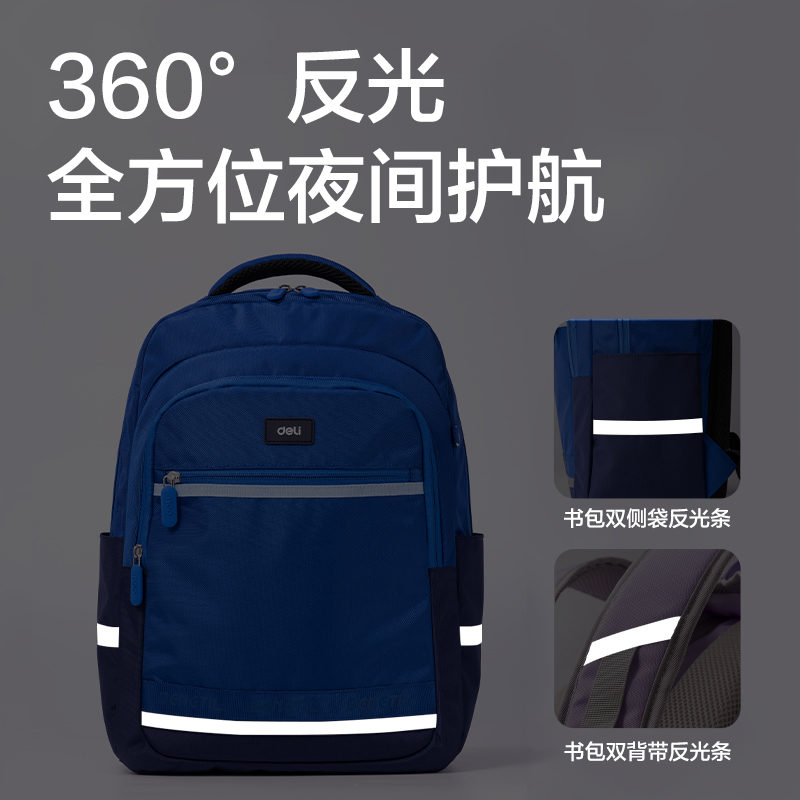 51fun吃瓜BB164出色係列高性價比學生書包(深藍)(個)