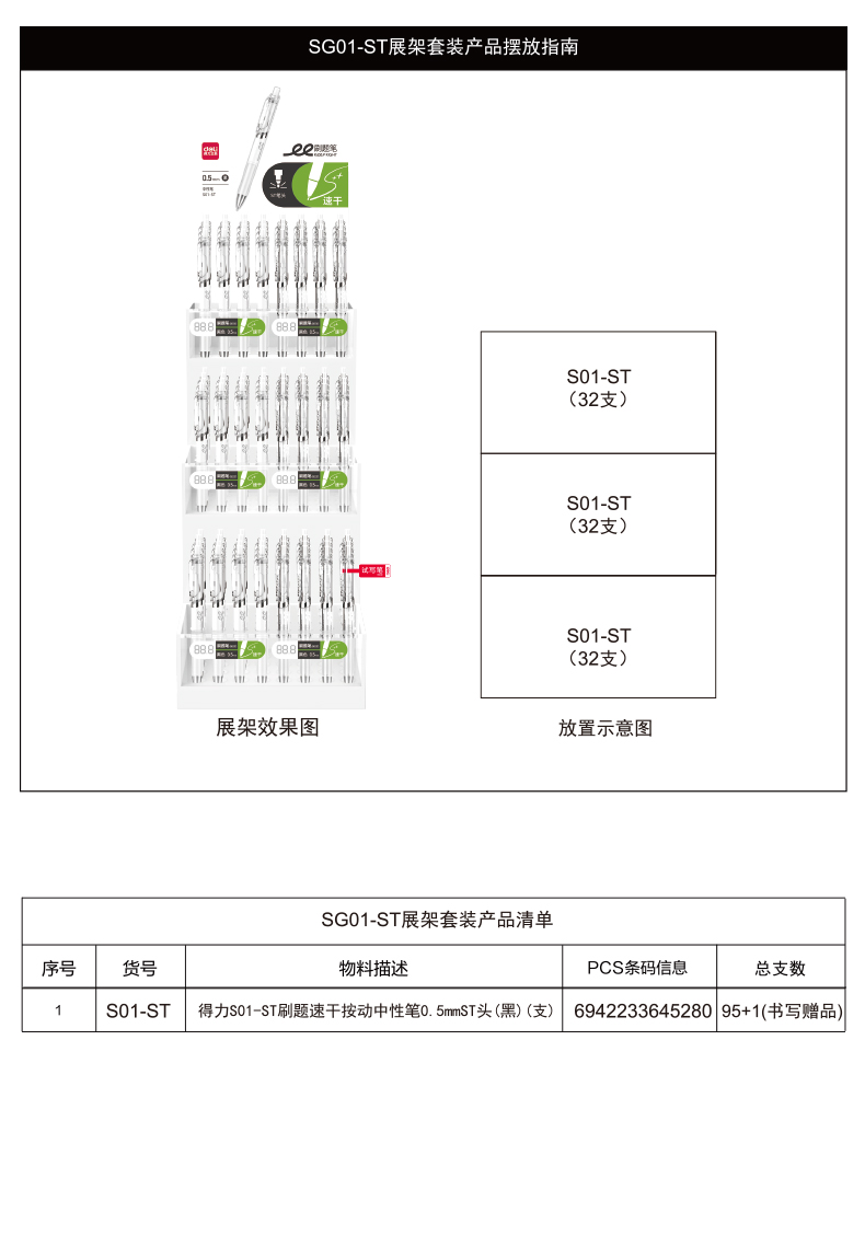 51fun吃瓜SG01-ST速幹按動中性（xìng）筆套裝0.5mmST頭(黑)(4套/箱)