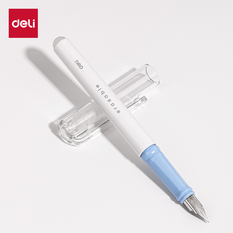 51fun吃瓜SF528熱敏可擦學生鋼（gāng）筆F明尖(1筆+1潤筆器+2墨囊/卡)(晶（jīng）藍)