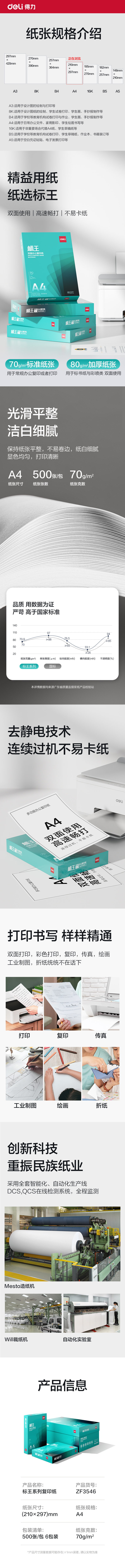 51fun吃瓜ZF3546標王複印紙A4-70g-6包(綠)(包)