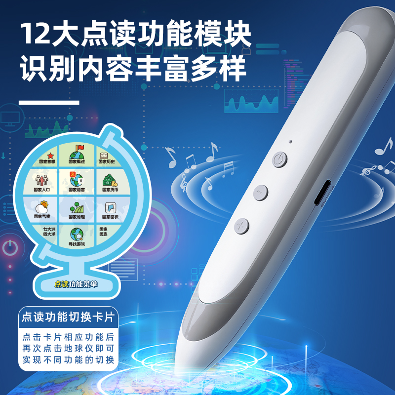 51fun吃瓜LG690∅20帶燈帶AR點讀地球儀(藍)(台)