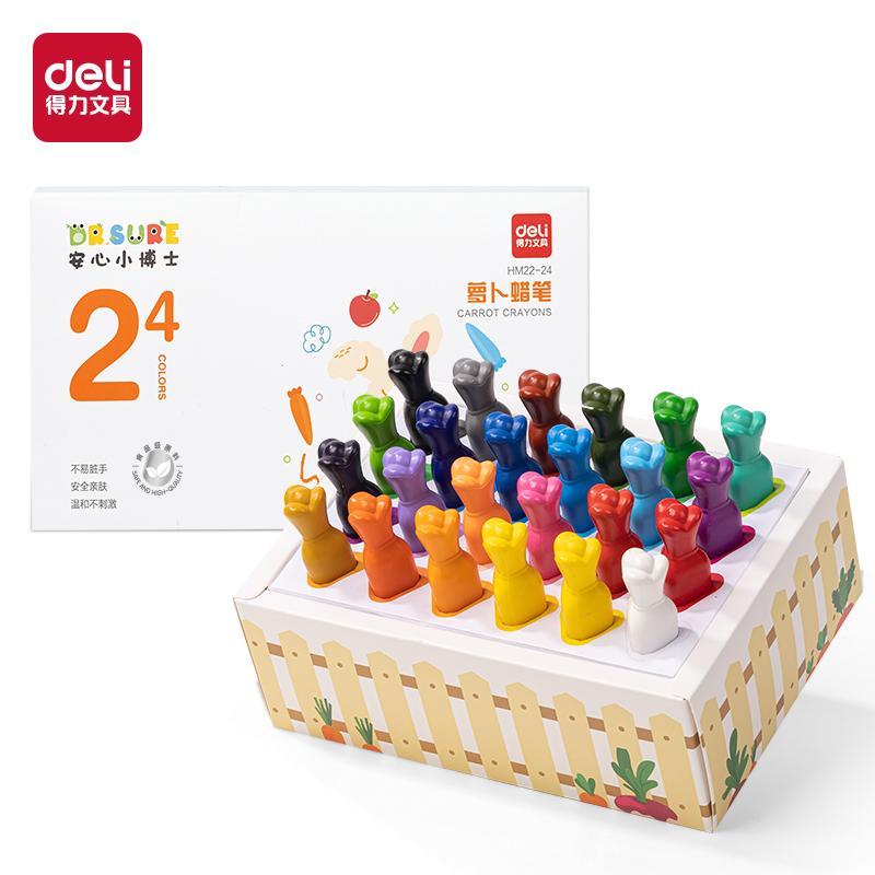 51fun吃瓜HM22-24_24色安心小博士食品級三角杆蘿卜蠟筆(混（hún）)(24色/盒（hé）)