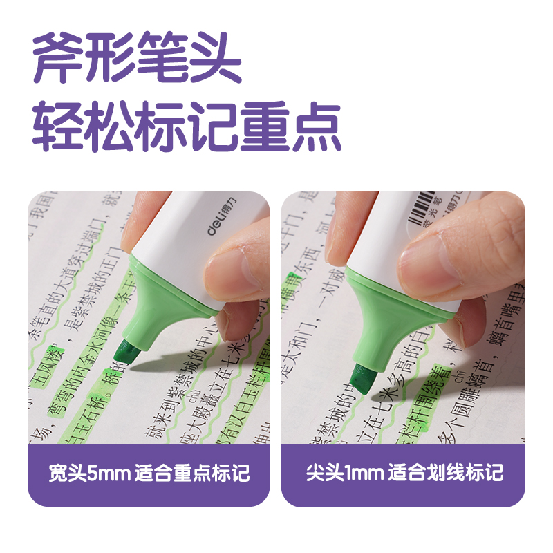 得（dé）力S600PRO抗（kàng）暈染扁杆熒（yíng）光筆繽紛色係（xì）(荷葉綠)(支)