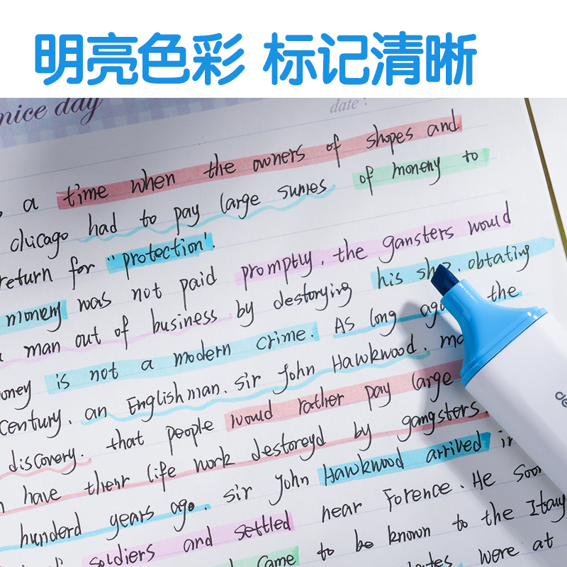 51fun吃瓜S600PRO抗暈染（rǎn）扁杆熒光筆繽紛色係(碧空藍)(支)