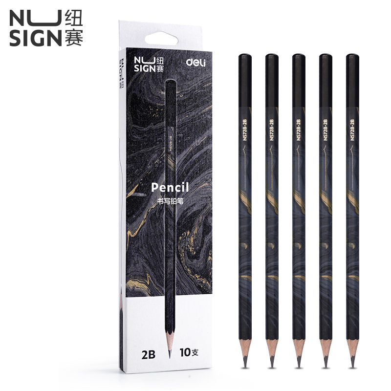 紐賽NS728-2B自然流體六角杆紐賽（sài）鉛筆2B(混)(10支/盒)