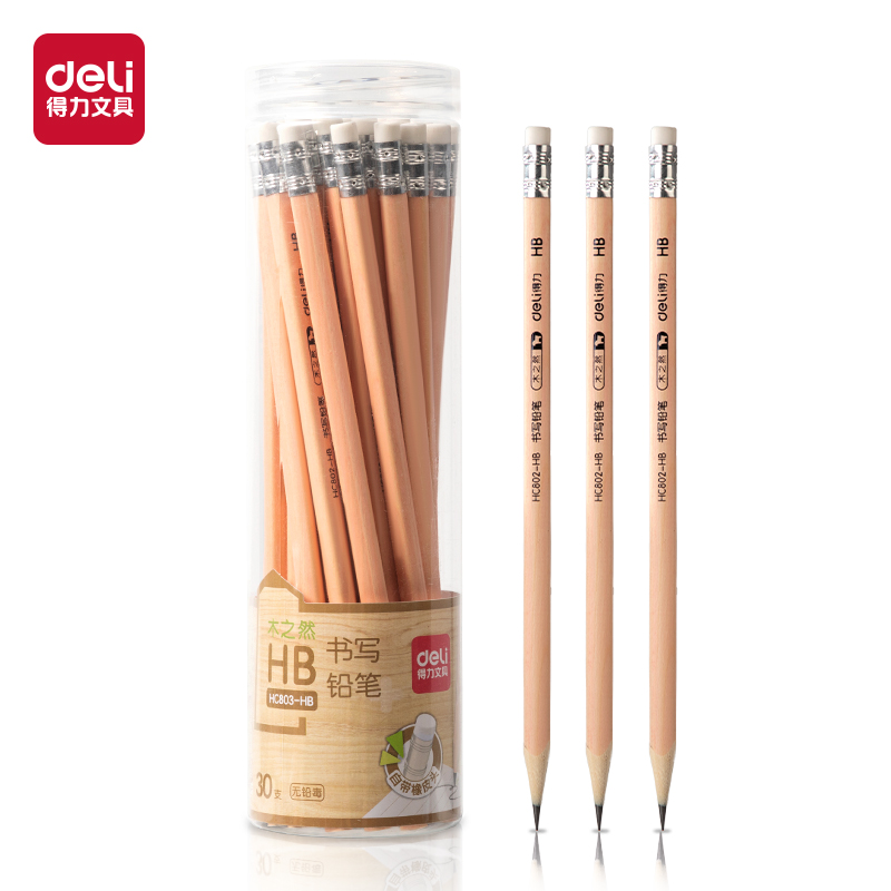 51fun吃瓜HC803-HB三角杆皮頭書寫鉛筆HB(混)(30支/筒)