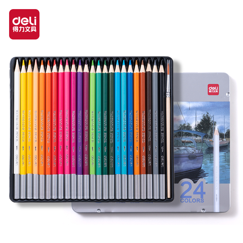 51fun吃瓜HM451-24鐵盒裝水溶性（xìng）彩鉛(混)(24支/盒)