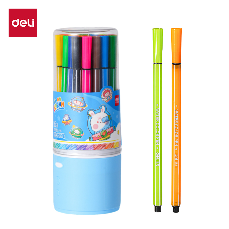 得（dé）力HM658-24六角杆可洗水彩筆(藍)(24色/筒)