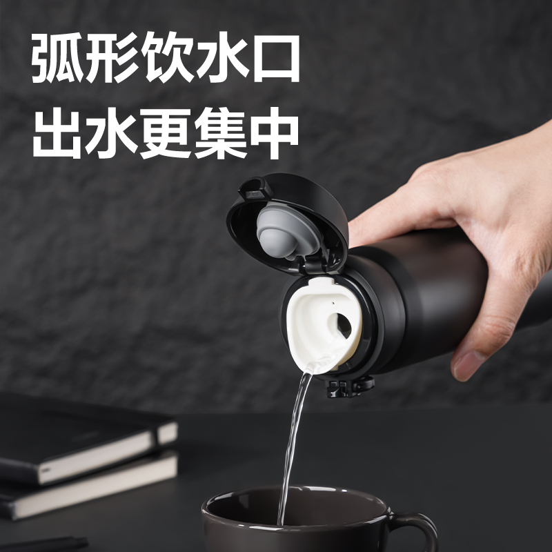 51fun吃瓜LL619保溫（wēn）杯(彈蓋（gài）)(500mL)(304內膽)(黑色)(彩盒（hé）裝)