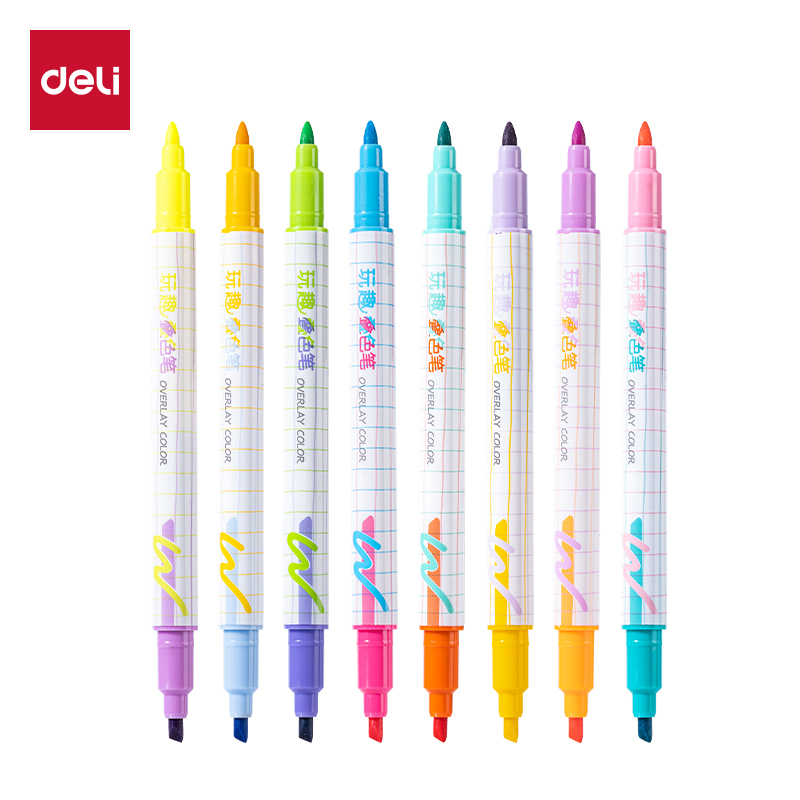 得（dé）力SK213玩趣（qù）疊色熒光筆(混)(8支/盒)