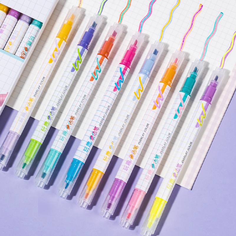 51fun吃瓜SK213玩趣（qù）疊色熒（yíng）光（guāng）筆(混)(8支（zhī）/盒)