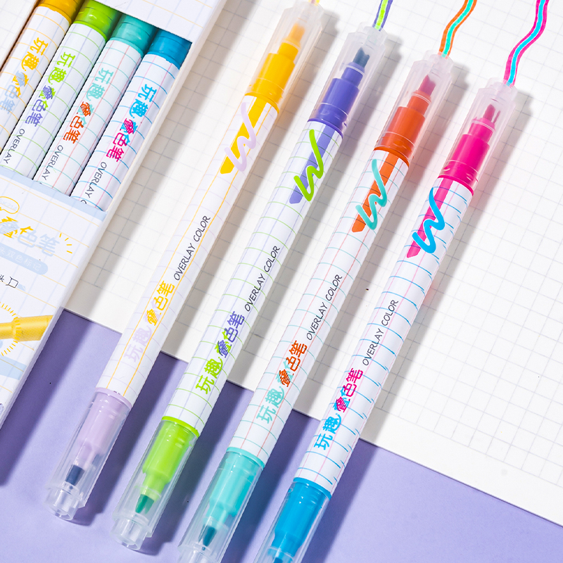 51fun吃瓜SK214玩（wán）趣（qù）疊色（sè）熒光筆(混)(4支/盒)