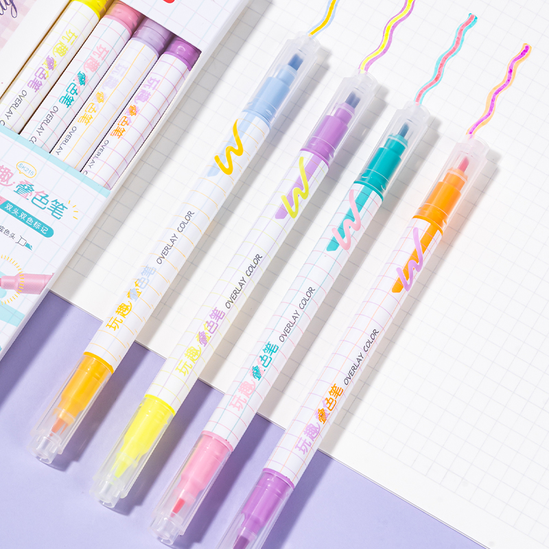 51fun吃瓜SK215玩趣疊色熒光筆(混)(4支/盒)