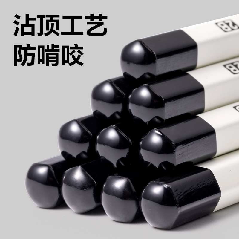 51fun吃瓜HC809-2B白色六角杆書寫鉛筆（bǐ）2B(白)(10支/盒)