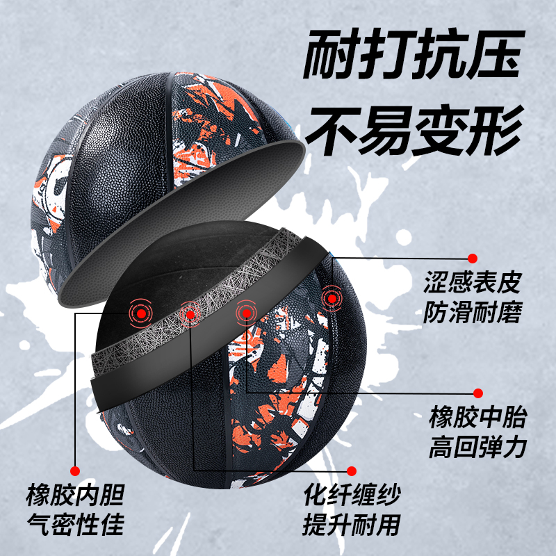 安格耐特FD134_7號異（yì）型塗鴉發泡PVC貼皮籃球(黑色)(個)