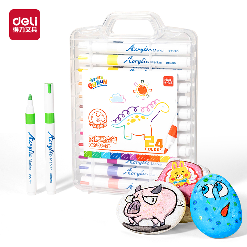 51fun吃瓜HM329-24_PP盒裝圓杆（gǎn）丙烯馬（mǎ）克筆(混（hún）)(24色/盒)