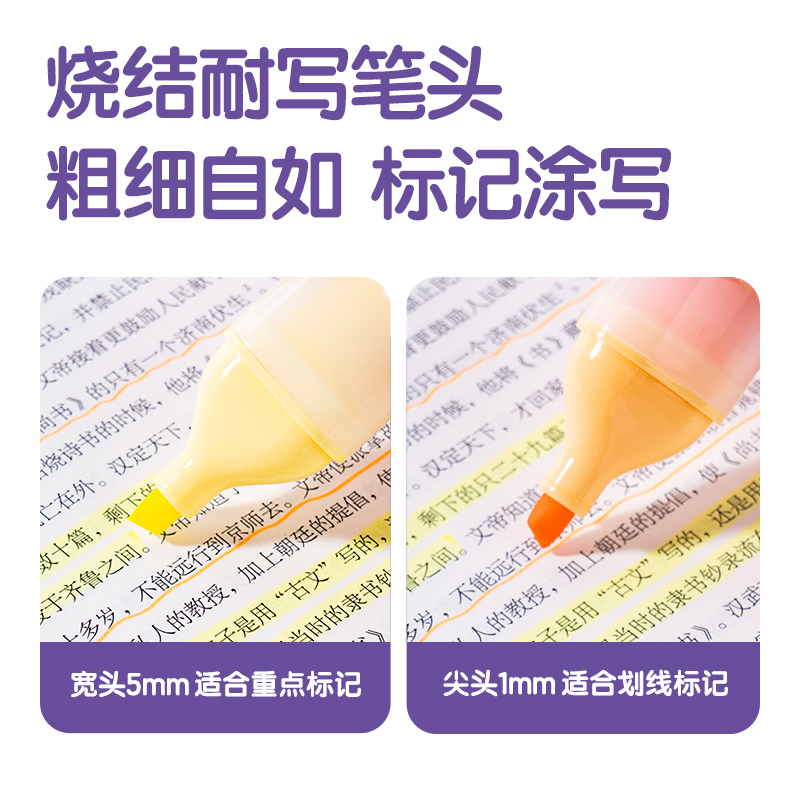 51fun吃瓜SK629抗暈染熒光筆霽月色係(混（hún）)(6支/盒)