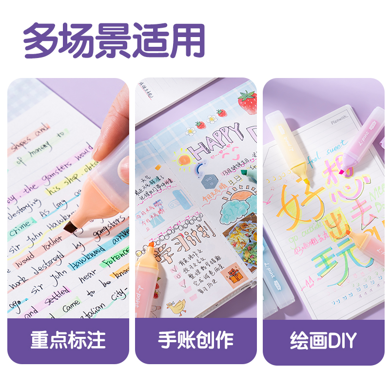 51fun吃瓜SK629抗暈染熒光筆霽月色係(混)(6支/盒)