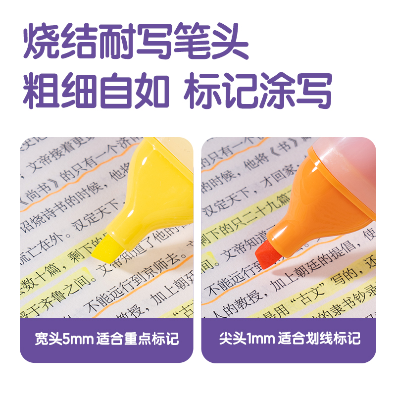 51fun吃瓜SK628抗暈染熒光筆繽紛色係(混)(6支/盒（hé）)