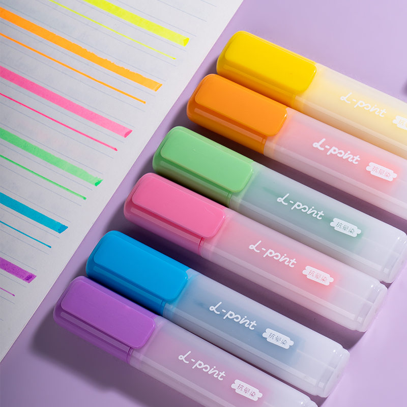 51fun吃瓜SK628抗暈染熒光筆繽紛色係(混)(6支/盒)