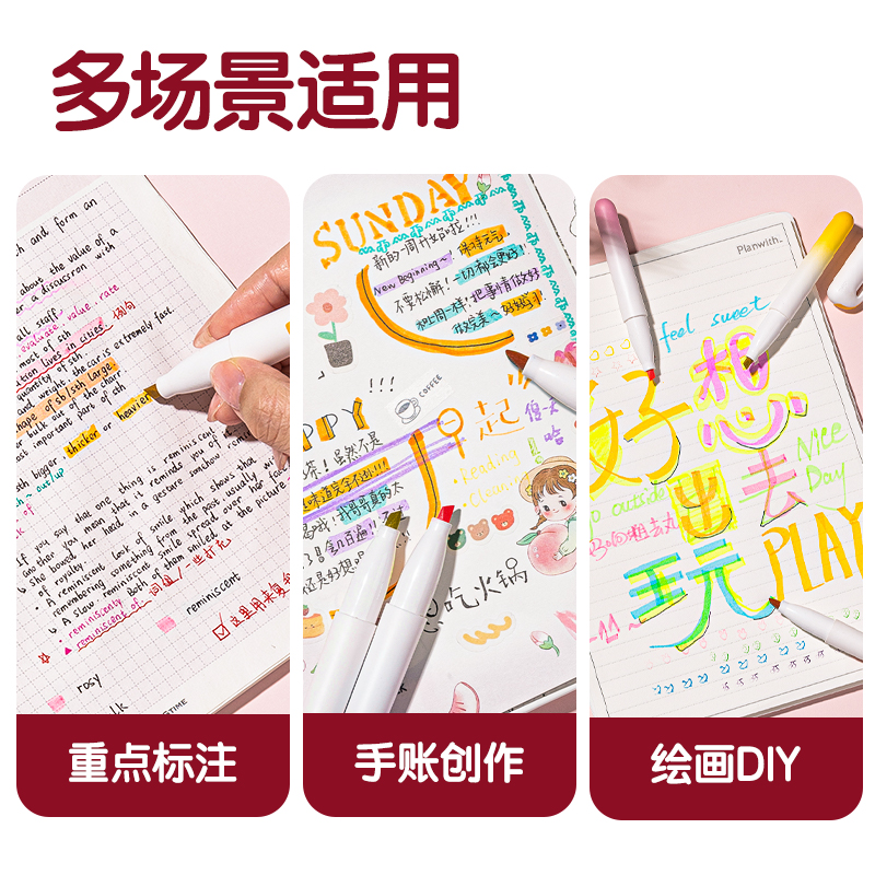 得（dé）力SK183口袋熒光筆恰逢花間色係(混)(4支/盒)