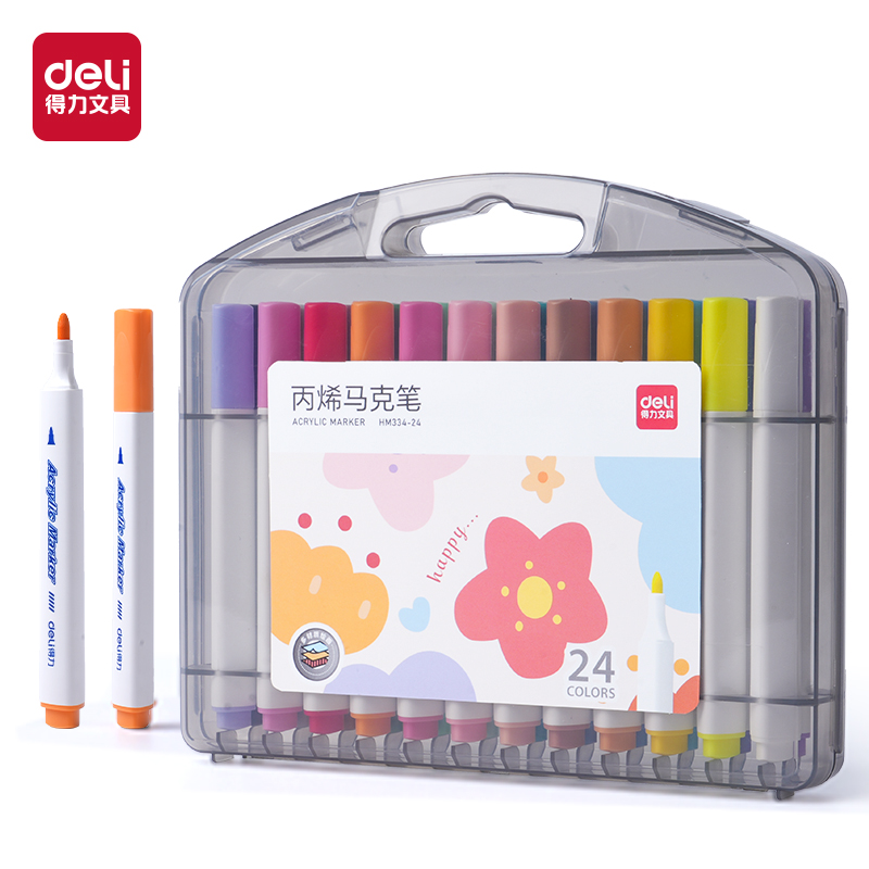 51fun吃瓜HM334-24_PP盒裝三角杆（gǎn）丙烯馬克筆(混)(24色/盒)