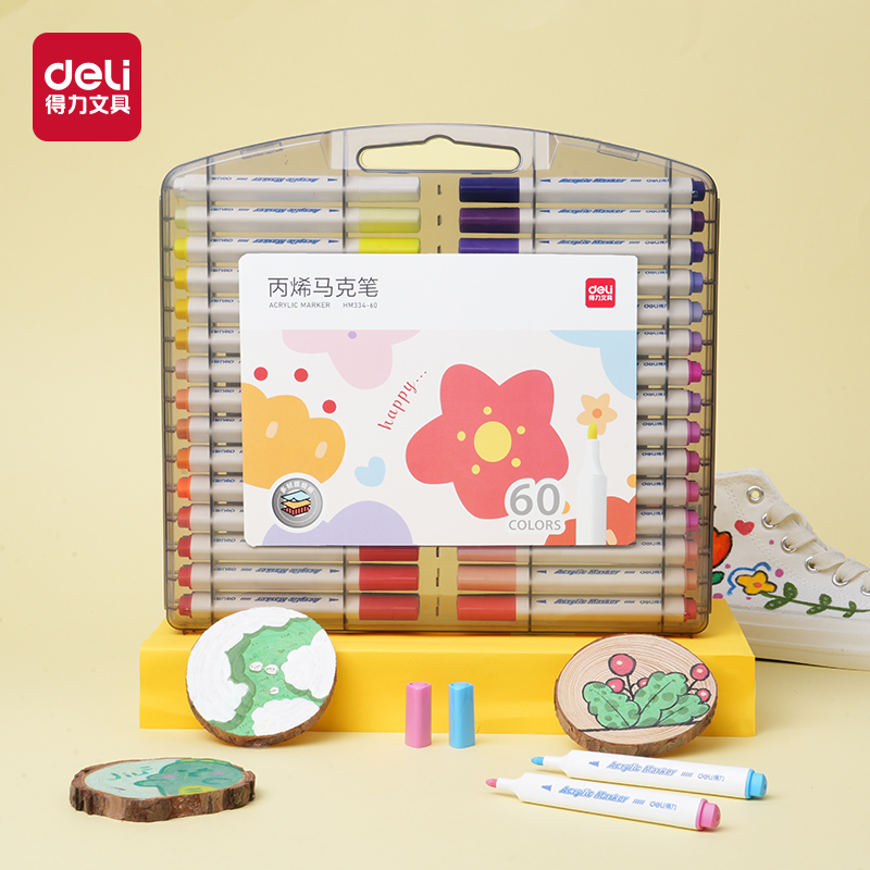 51fun吃瓜HM334-60_PP盒裝三角杆（gǎn）丙烯馬克筆(混)(60色/盒)