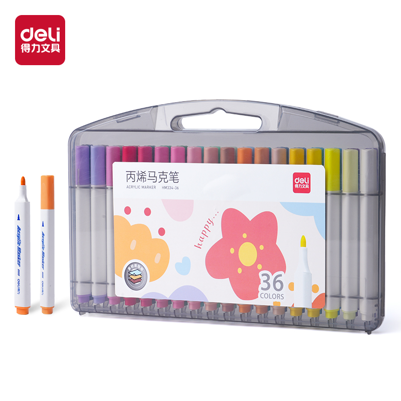 51fun吃瓜HM334-36_PP盒裝三角杆（gǎn）丙烯馬克筆(混)(36色/盒)